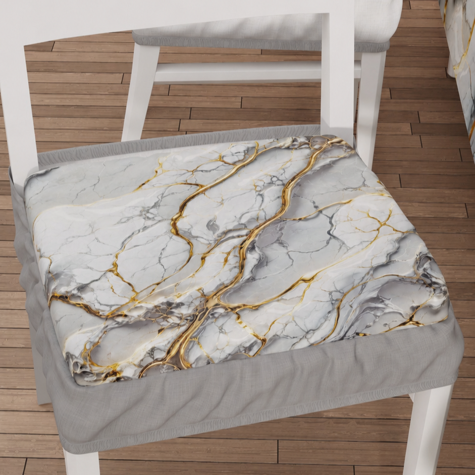 Coprisedia con Elastico Effetto Marmo Grigio Chiaro | Set 2 o 6 Pz | PETTI