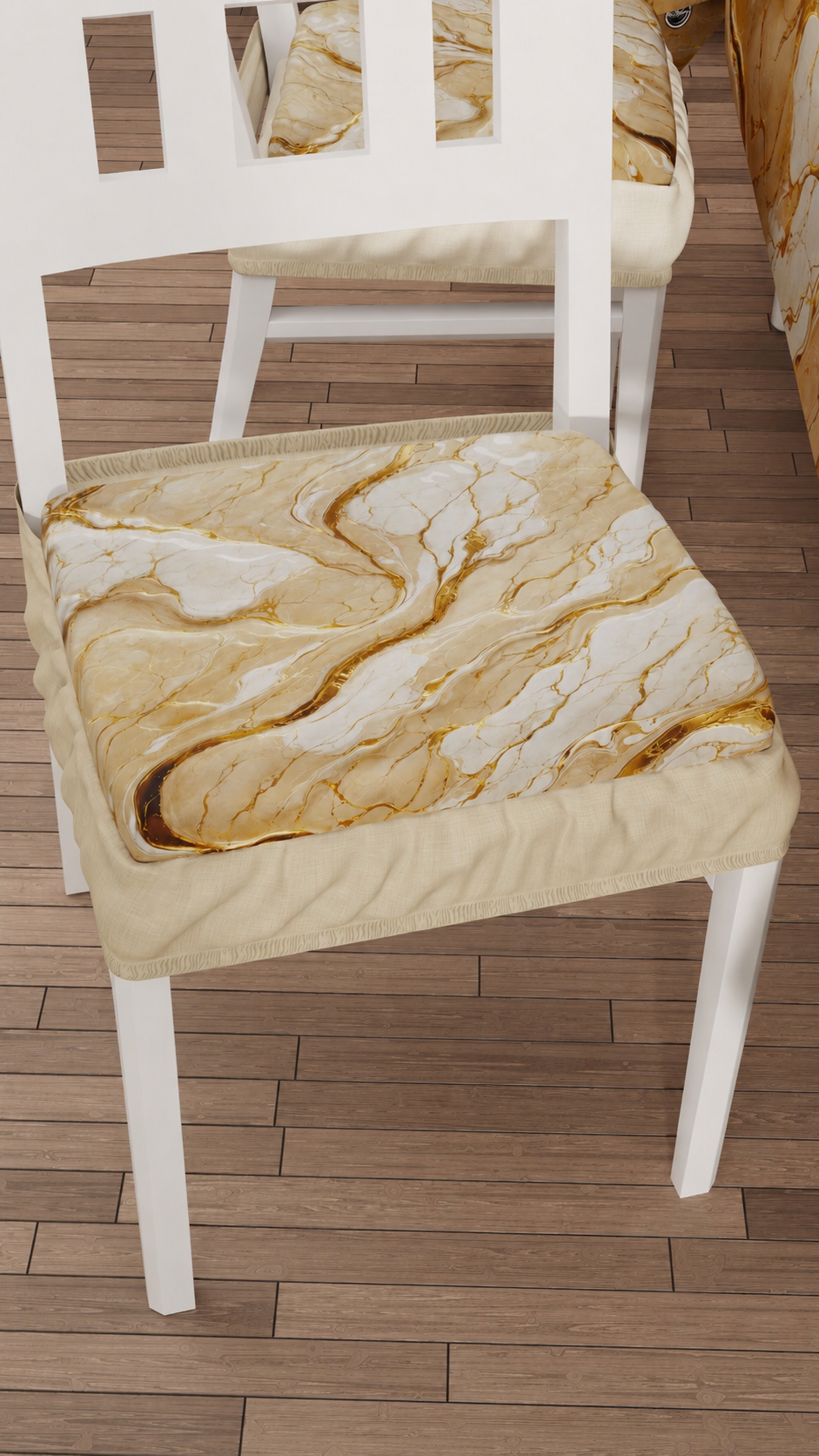 Coprisedia con Elastico Effetto Marmo Beige | Set 2 o 6 Pz | PETTI