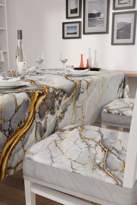 Coprisedia con Elastico Effetto Marmo Grigio Chiaro | Set 2 o 6 Pz | PETTI