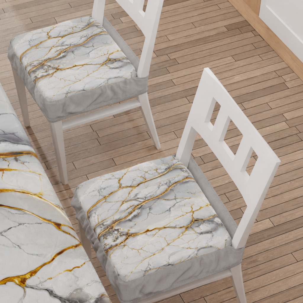 Coprisedia con Elastico Effetto Marmo Grigio Chiaro | Set 2 o 6 Pz | PETTI