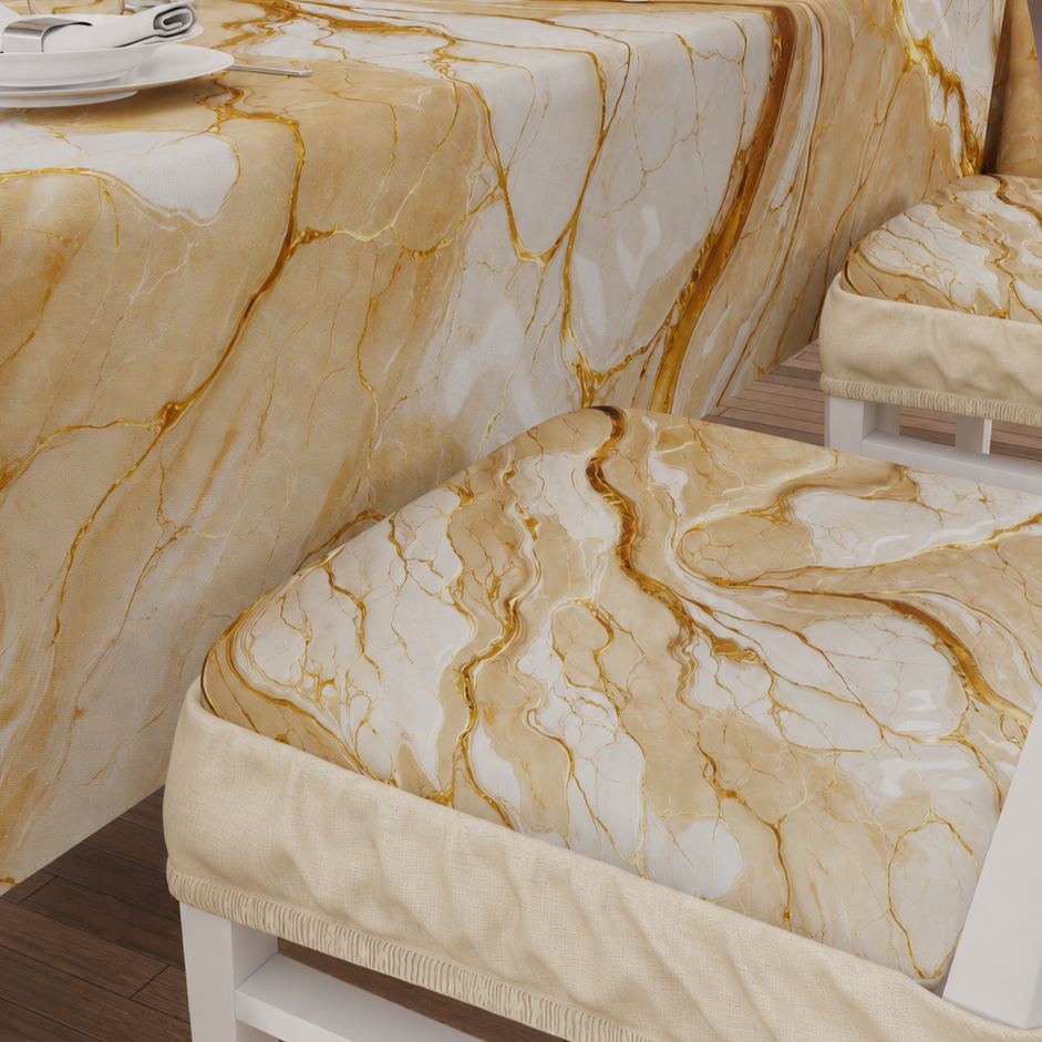 Coprisedia con Elastico Effetto Marmo Beige | Set 2 o 6 Pz | PETTI
