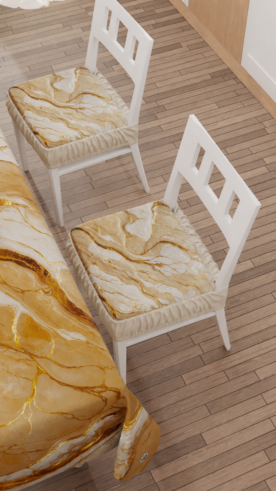 Coprisedia con Elastico Effetto Marmo Beige | Set 2 o 6 Pz | PETTI