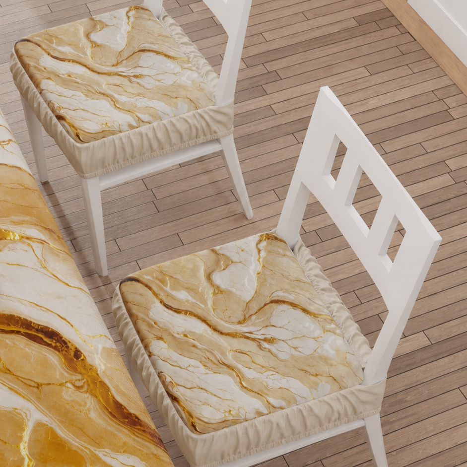 Coprisedia con Elastico Effetto Marmo Beige | Set 2 o 6 Pz | PETTI