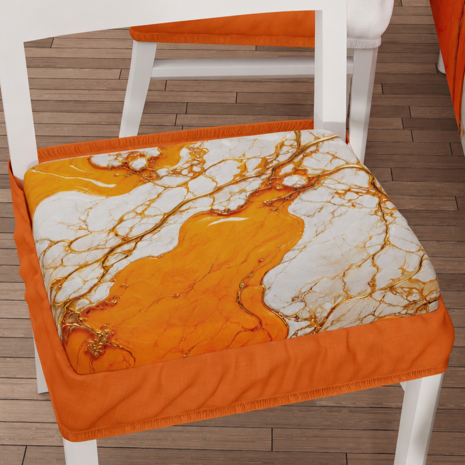 Coprisedia con Elastico Effetto Marmo Arancione | Set 2 o 6 Pz | PETTI