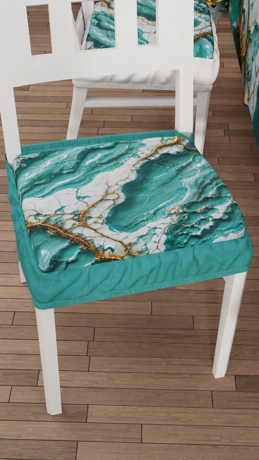 Coprisedia con Elastico Effetto Marmo Acquamarina | Set 2 o 6 Pz | PETTI