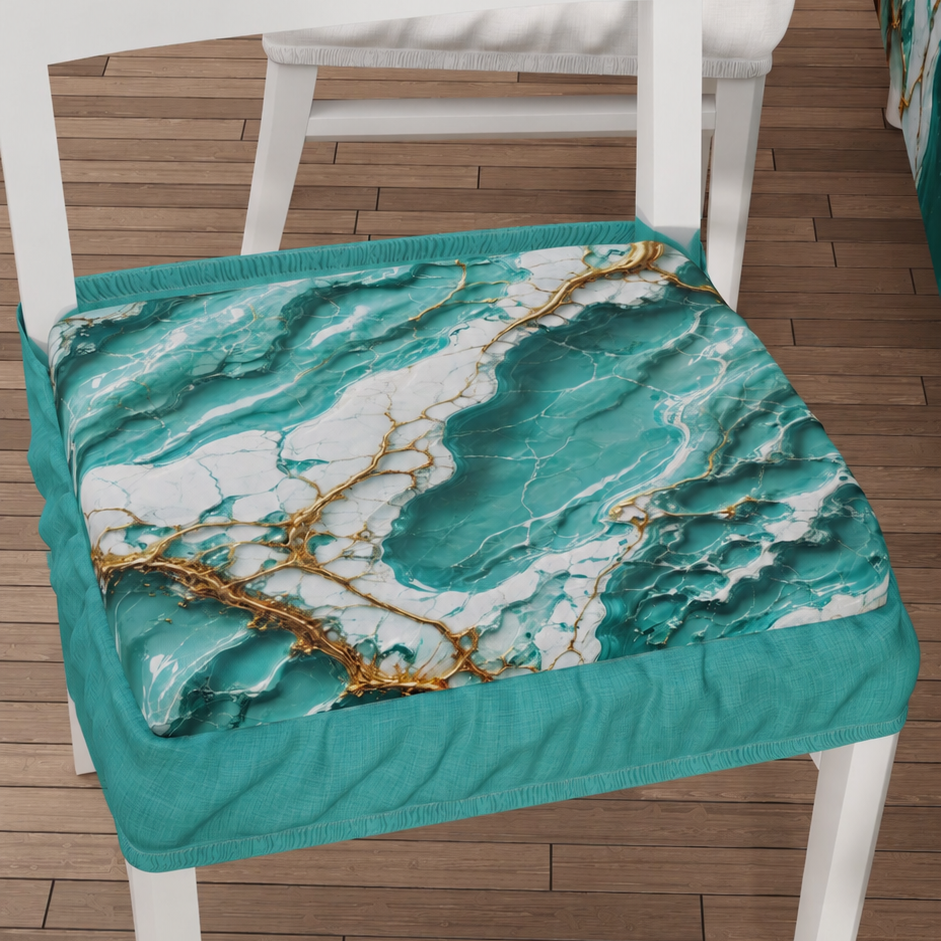 Coprisedia con Elastico Effetto Marmo Acquamarina | Set 2 o 6 Pz | PETTI