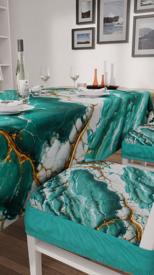 Coprisedia con Elastico Effetto Marmo Acquamarina | Set 2 o 6 Pz | PETTI