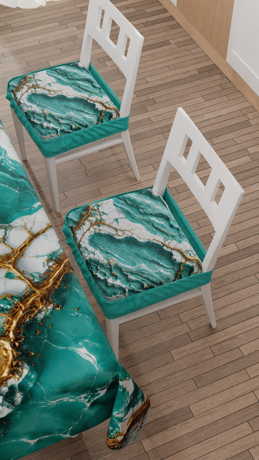 Coprisedia con Elastico Effetto Marmo Acquamarina | Set 2 o 6 Pz | PETTI