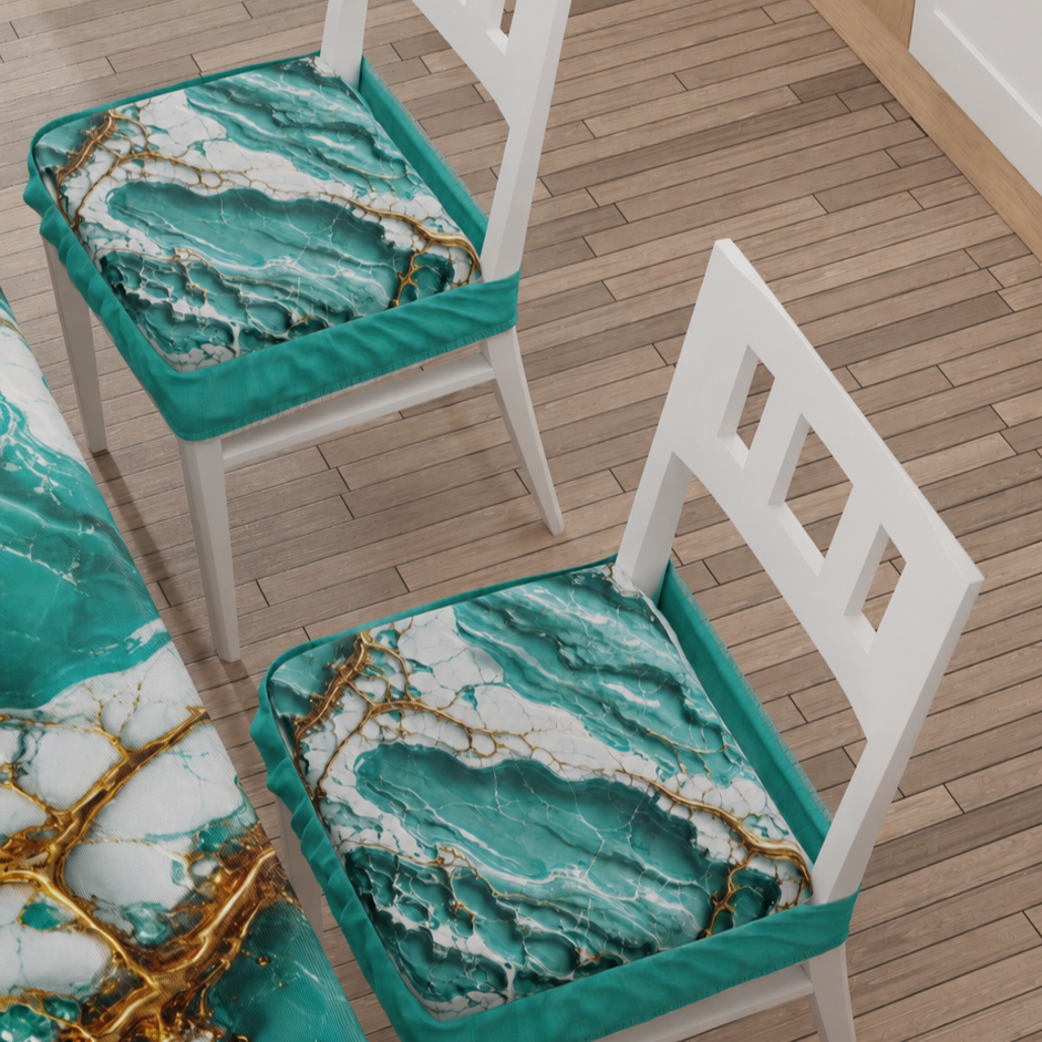 Coprisedia con Elastico Effetto Marmo Acquamarina | Set 2 o 6 Pz | PETTI