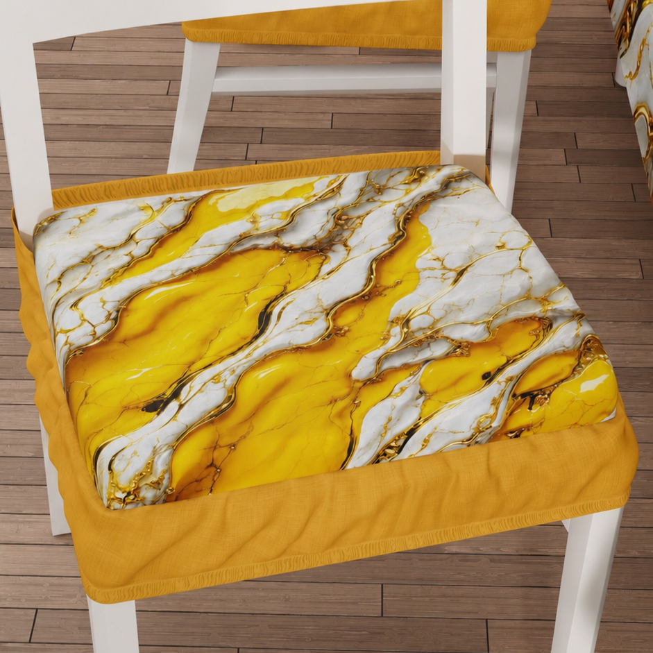 Coprisedia con Elastico Effetto Marmo Giallo | Set 2 o 6 Pz | PETTI