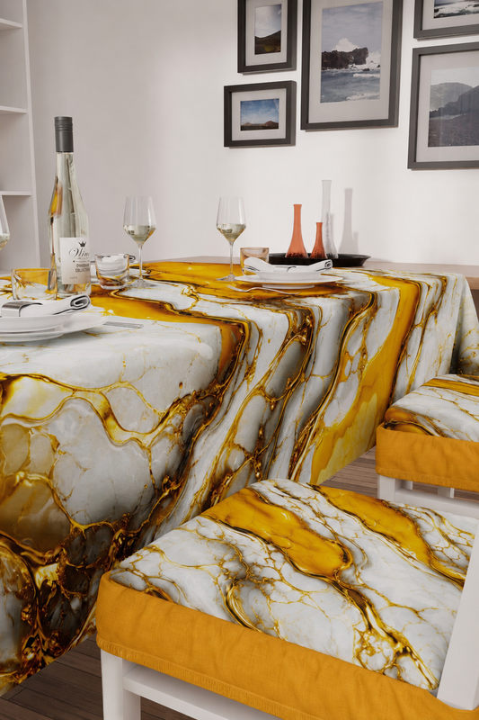 Coussins pour Chaises avec Élastique Housse de Chaise Effet Marbre Jaune - YELLOOOWW