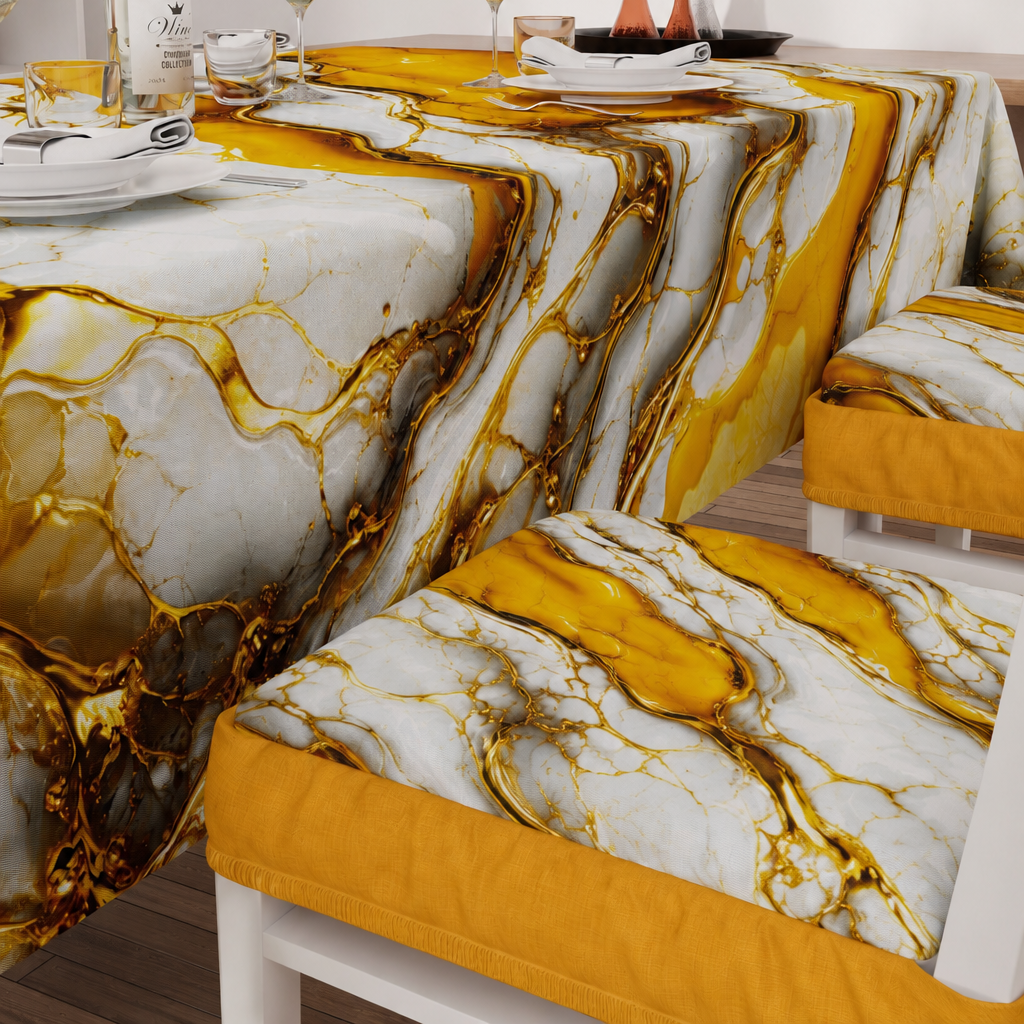 Coprisedia con Elastico Effetto Marmo Giallo | Set 2 o 6 Pz | PETTI