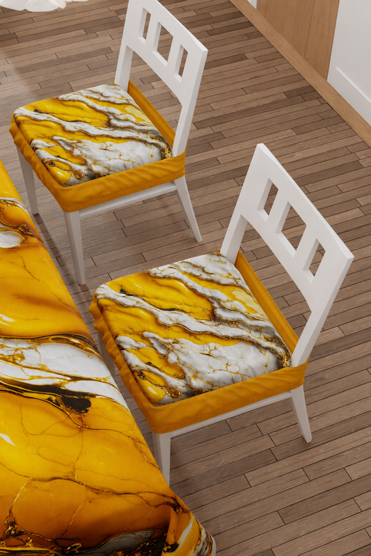 Coussins pour Chaises avec Élastique Housse de Chaise Effet Marbre Jaune - YELLOOOWW
