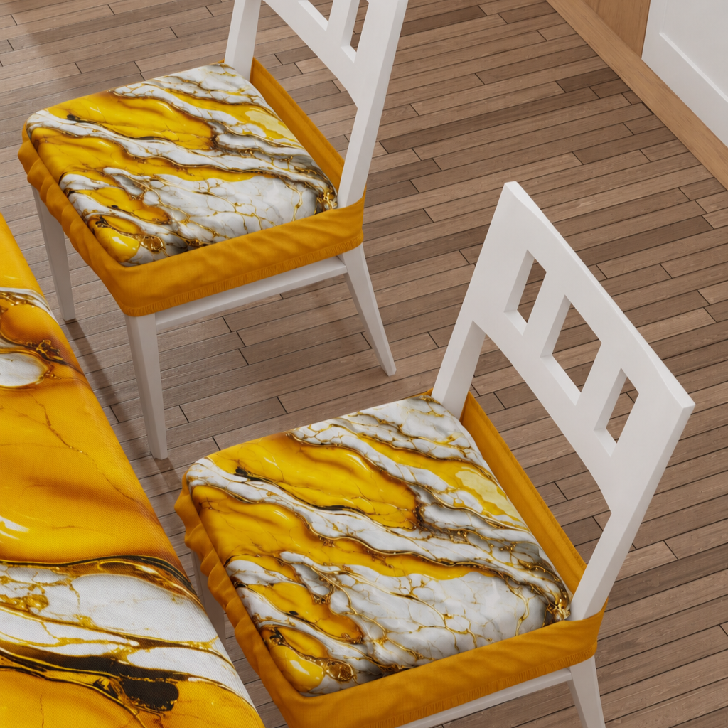 Coprisedia con Elastico Effetto Marmo Giallo | Set 2 o 6 Pz | PETTI