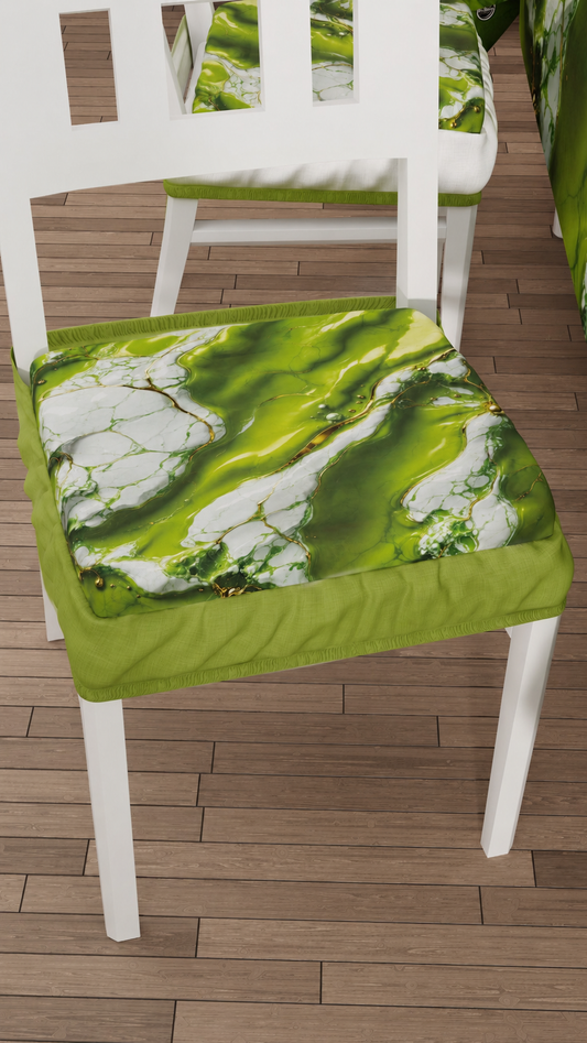 Coussins pour chaises avec élastique Housse de chaise effet marbre vert - PISTACHIUS