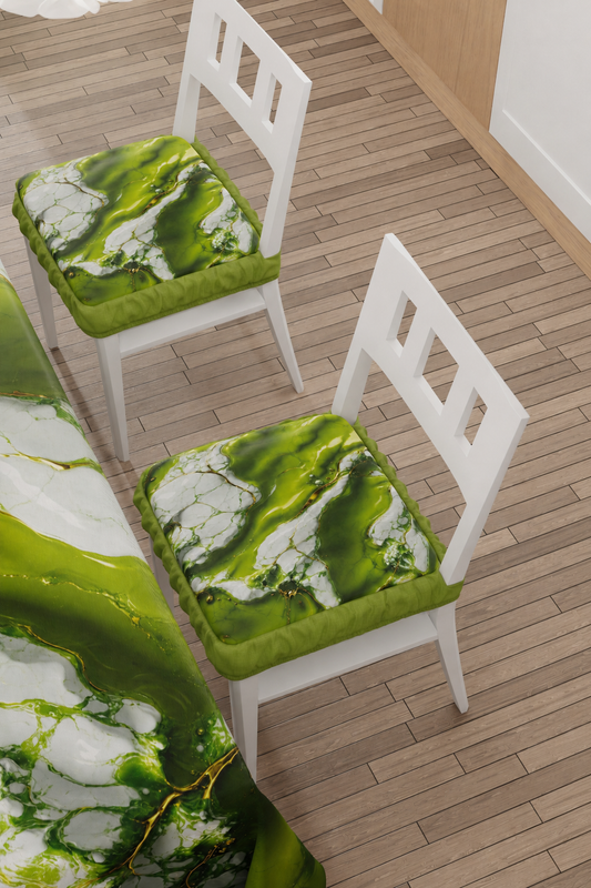 Coussins pour chaises avec élastique Housse de chaise effet marbre vert - PISTACHIUS