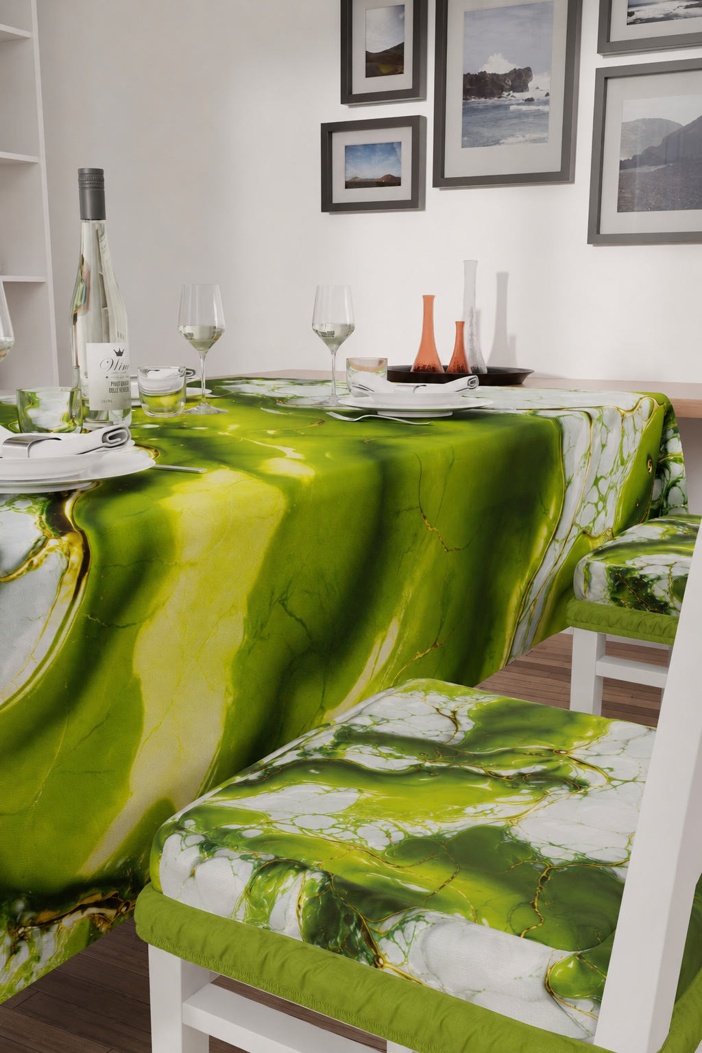 Coprisedia con Elastico Effetto Marmo Verde | Set 2 o 6 Pz | PETTI
