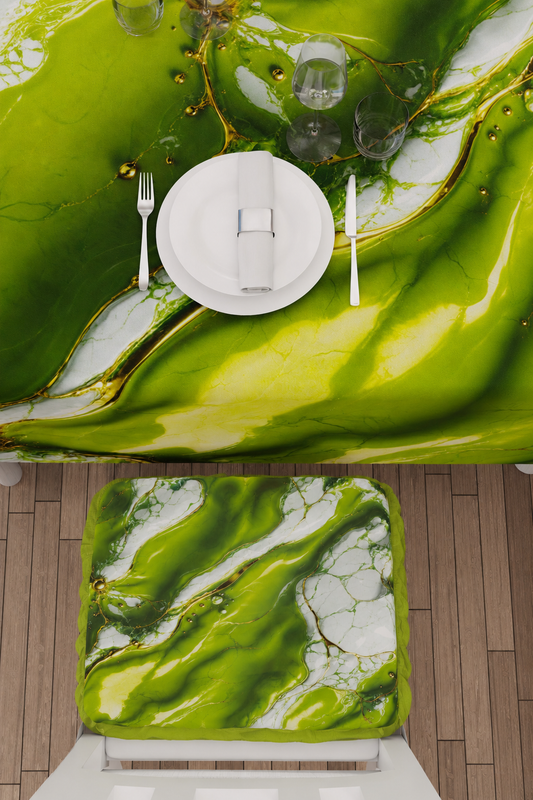 Coussins pour chaises avec élastique Housse de chaise effet marbre vert - PISTACHIUS