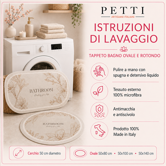 Tappeto Bagno Stampa Digitale Forma Ovale Clean Grigio