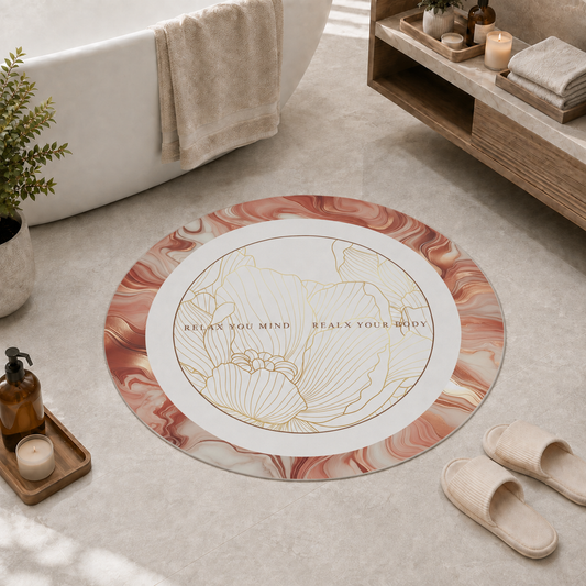 Tappeto Bagno Stampa Digitale Forma Ovale Stone Cipria