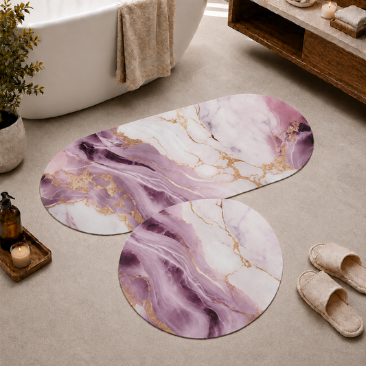 Tappeto Bagno Stampa Digitale Forma Ovale Quarz Viola