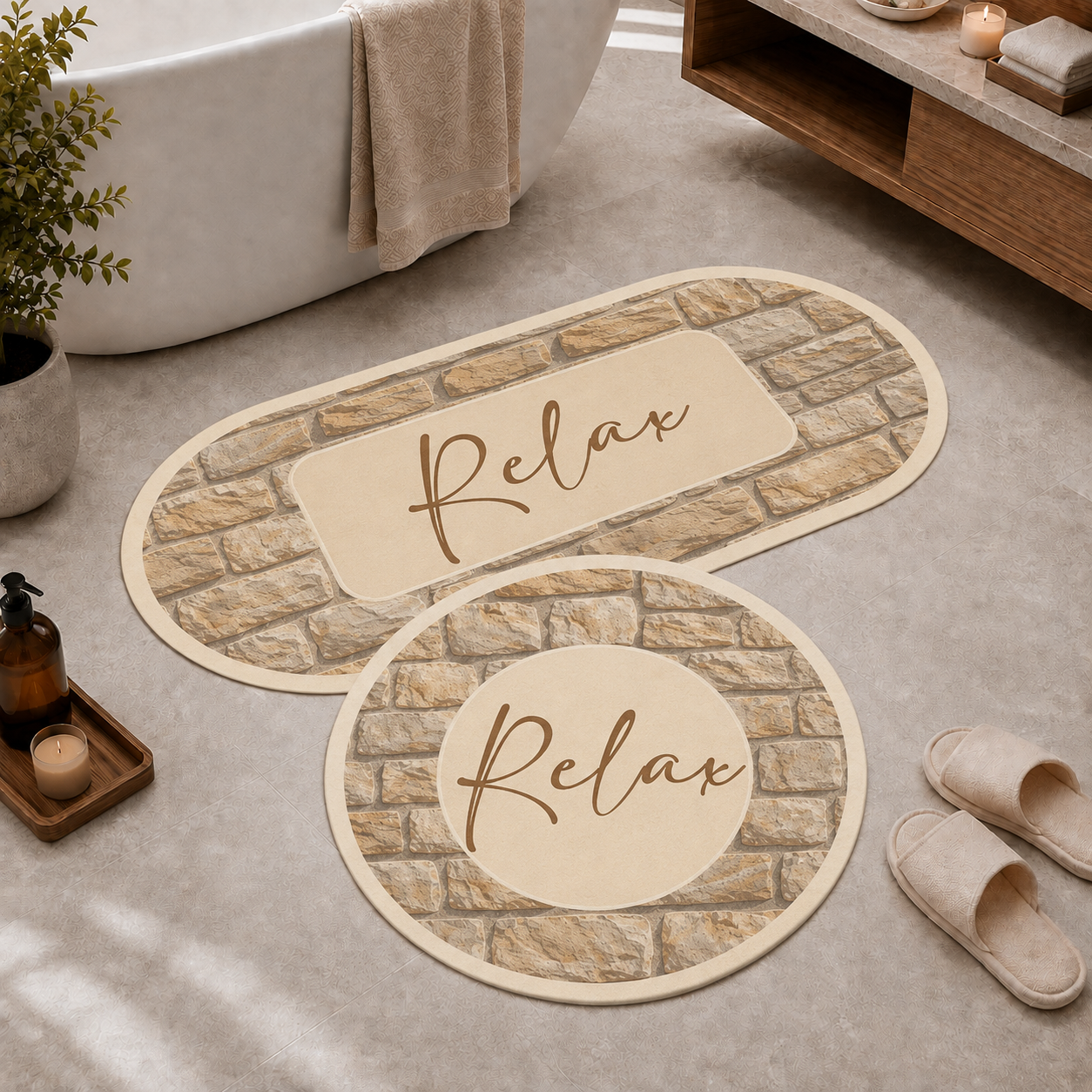 Tappeto Bagno Stampa Digitale Forma Ovale Nova 06