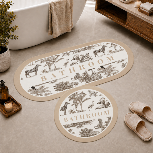 Tappeto Bagno Stampa Digitale Forma Ovale Deoris Beige