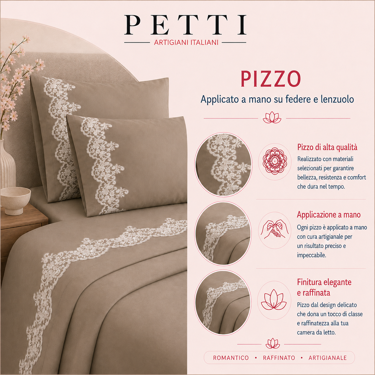 Lenzuola Percalle con Pizzo, Lenzuola Matrimoniali Cotone Bordeaux