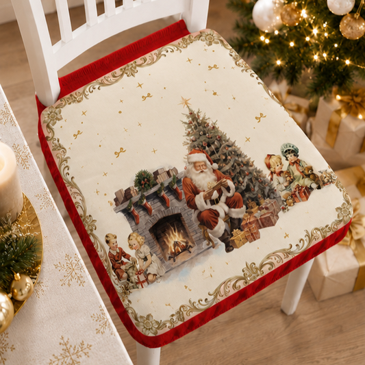 Coprisedia Natalizi con Elastico in Stampa Digitale Vintage Xmas