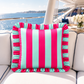 Cuscino Arredo con Rouches Righe Fucsia/Celeste.