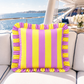 Cuscino Arredo con Rouches Righe Giallo/Lilla