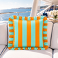 Cuscino Arredo con Rouches Righe Arancione/Tiffany