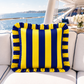 Cuscino Arredo con Rouches Righe Giallo/Blu Elettrico.