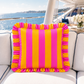 Cuscino Arredo con Rouches Righe Arancione/Fucsia