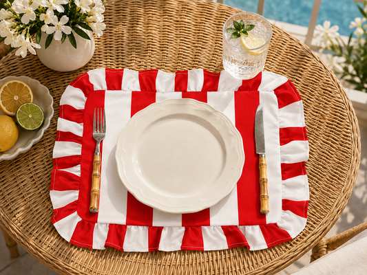 Tovagliette Americane con Rouches Righe Rosso