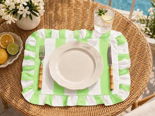 Tovagliette Americane con Rouches Righe Verde Chiaro