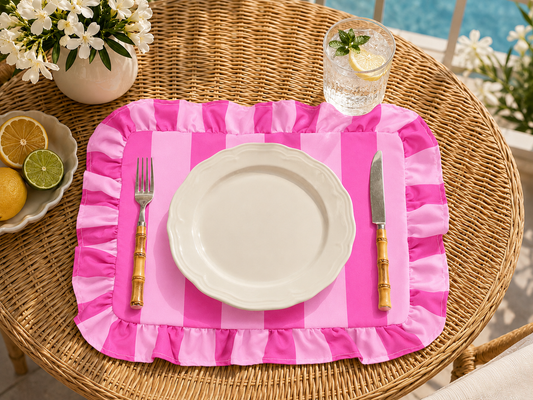 Tovagliette Americane con Rouches Righe Rosa/Fucsia