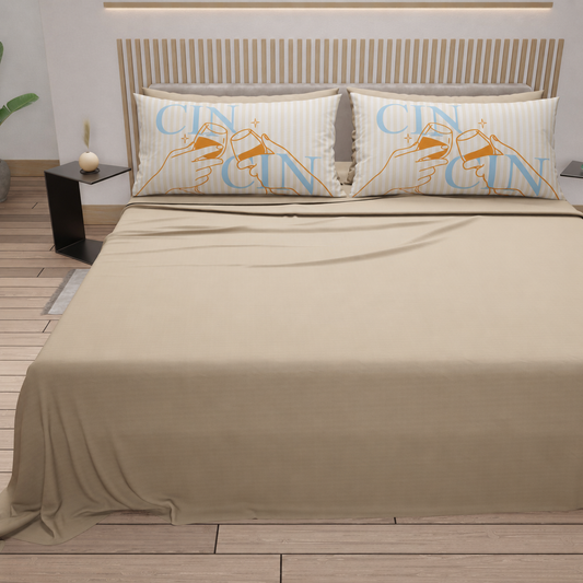 Lenzuola in Cotone, Completo Letto con Federe in Stampa Digitale Bella Napoli Cin Cin