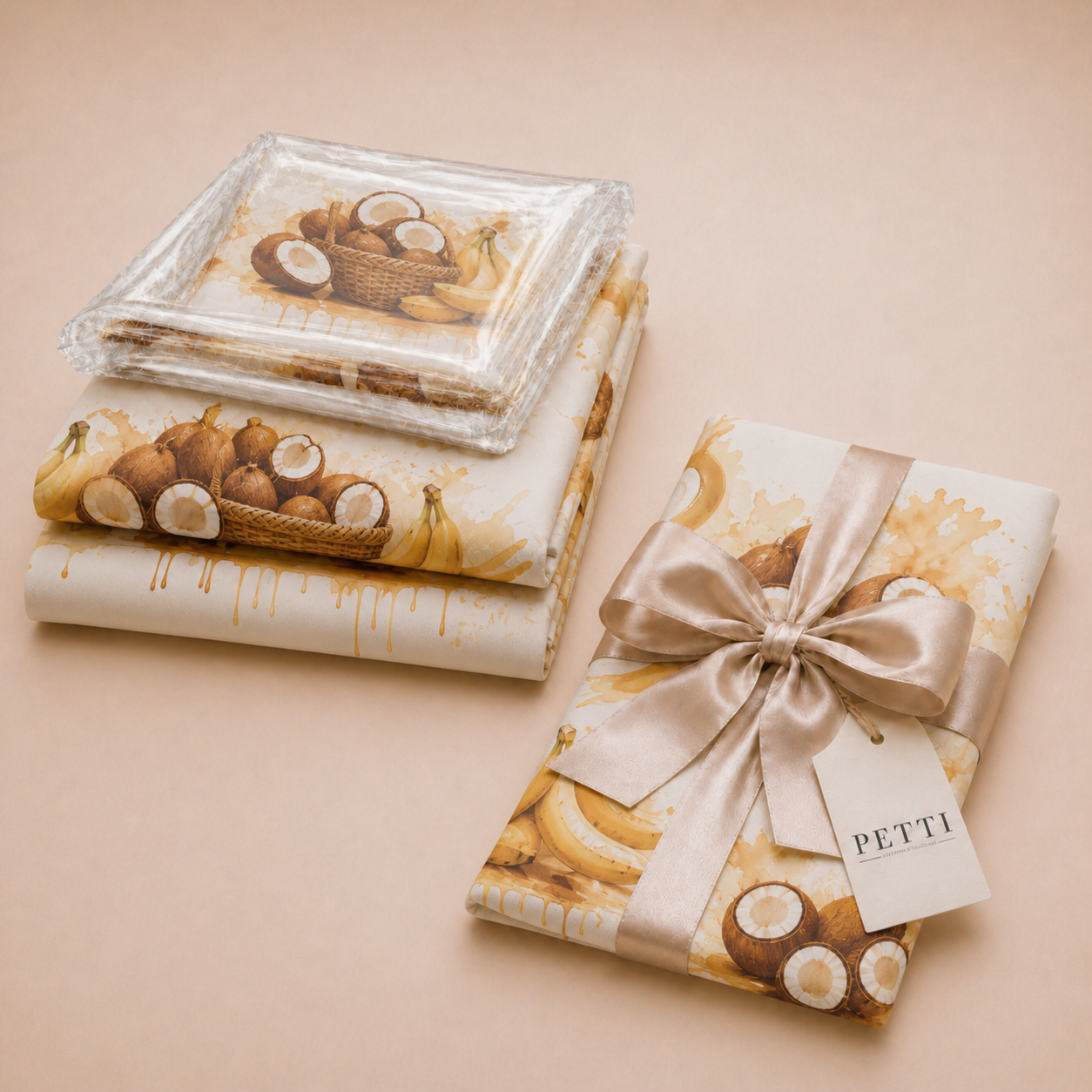 Promo Cucina Fruit Cocco e Banana Tovaglia in Stampa Digitale + Tovaglia Trasparente + Runner in Omaggio