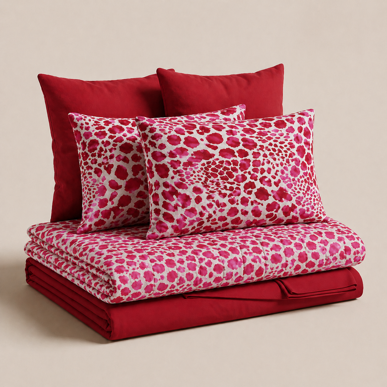 Set Animalier Cobra Rosso Copriletti Estivi + Lenzuola in Cotone + Federa in Stampa Digitale