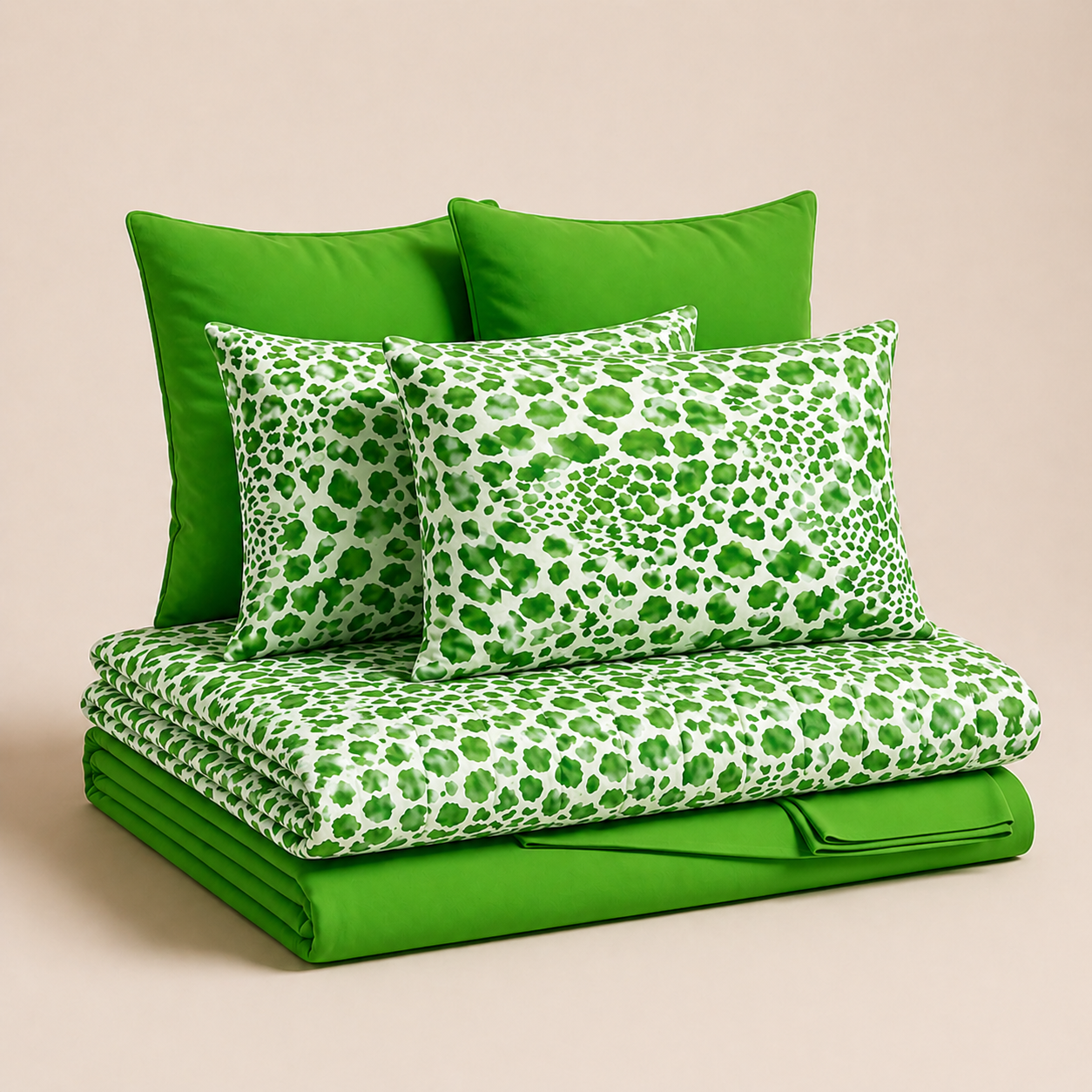 Set Animalier Cobra Verde Copriletti Estivi + Lenzuola in Cotone + Federa in Stampa Digitale
