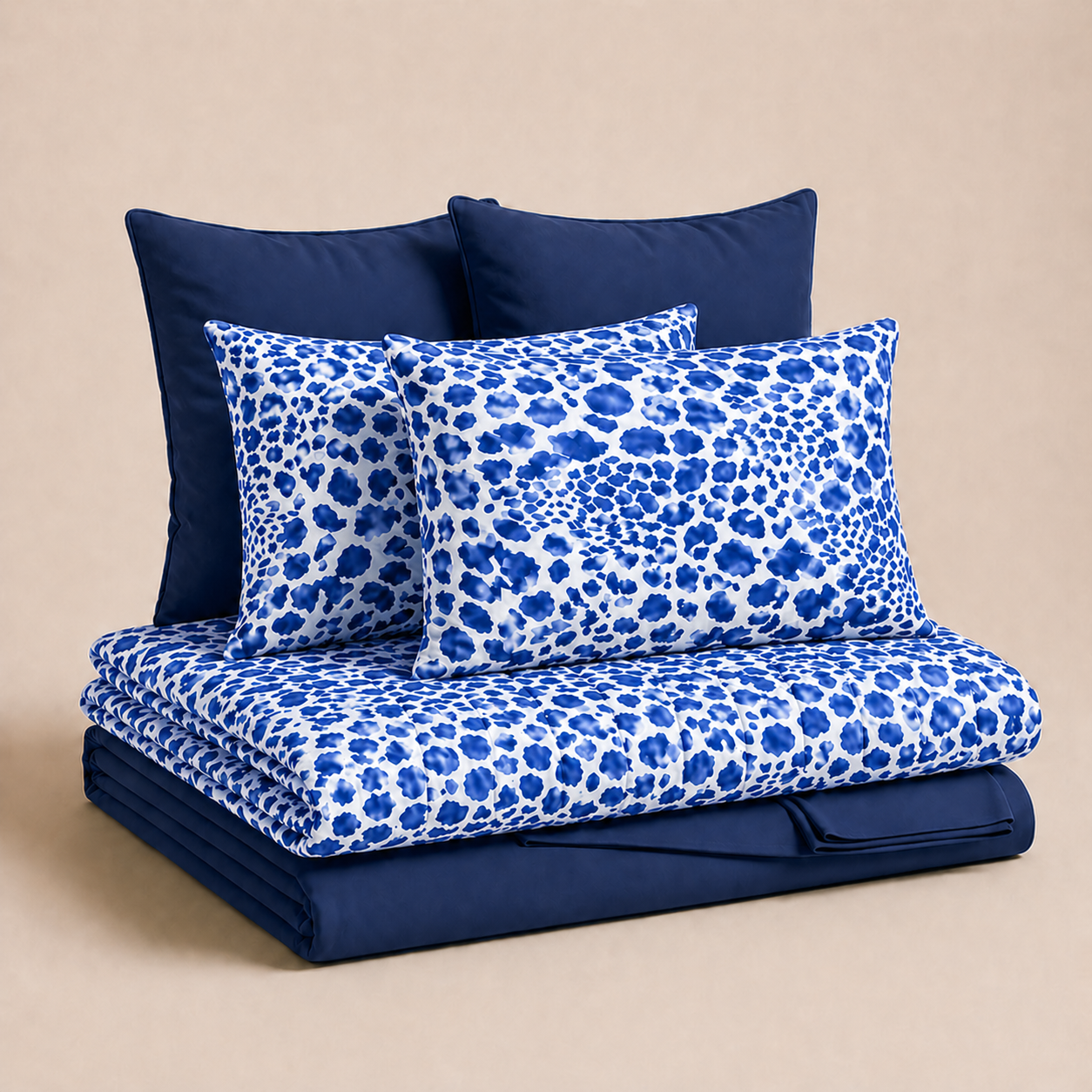 Set Animalier Cobra Blu Copriletti Estivi + Lenzuola in Cotone + Federa in Stampa Digitale