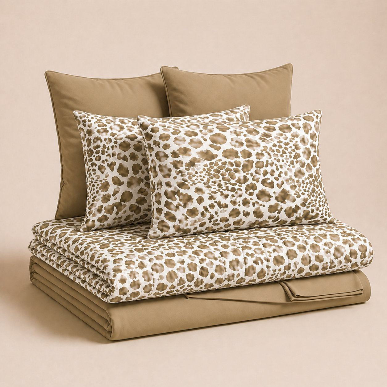 Set Animalier Cobra Tortora Copriletti Estivi + Lenzuola in Cotone + Federa in Stampa Digitale