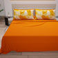 Lenzuola in Cotone, Completo Letto con Federe in Stampa Digitale Geo Cerchio Arancione