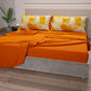 Lenzuola in Cotone, Completo Letto con Federe in Stampa Digitale Geo Cerchio Arancione
