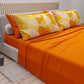 Lenzuola in Cotone, Completo Letto con Federe in Stampa Digitale Geo Cerchio Arancione