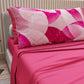 Lenzuola in Cotone, Completo Letto con Federe in Stampa Digitale Geo Cerchio Fucsia