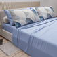 Lenzuola in Cotone, Completo Letto con Federe in Stampa Digitale Geo Cerchio Jeans Celeste