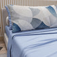 Lenzuola in Cotone, Completo Letto con Federe in Stampa Digitale Geo Cerchio Jeans Celeste