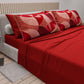 Lenzuola in Cotone, Completo Letto con Federe in Stampa Digitale Geo Cerchio Rosso